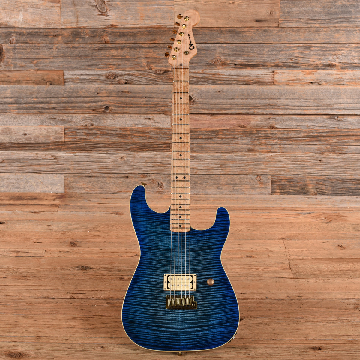 Charvel San Dimas S-Style Grover Jackson Flamed Maple Top Painted By Dan Lawrence Transparent Blue 1980s Electric Guitars