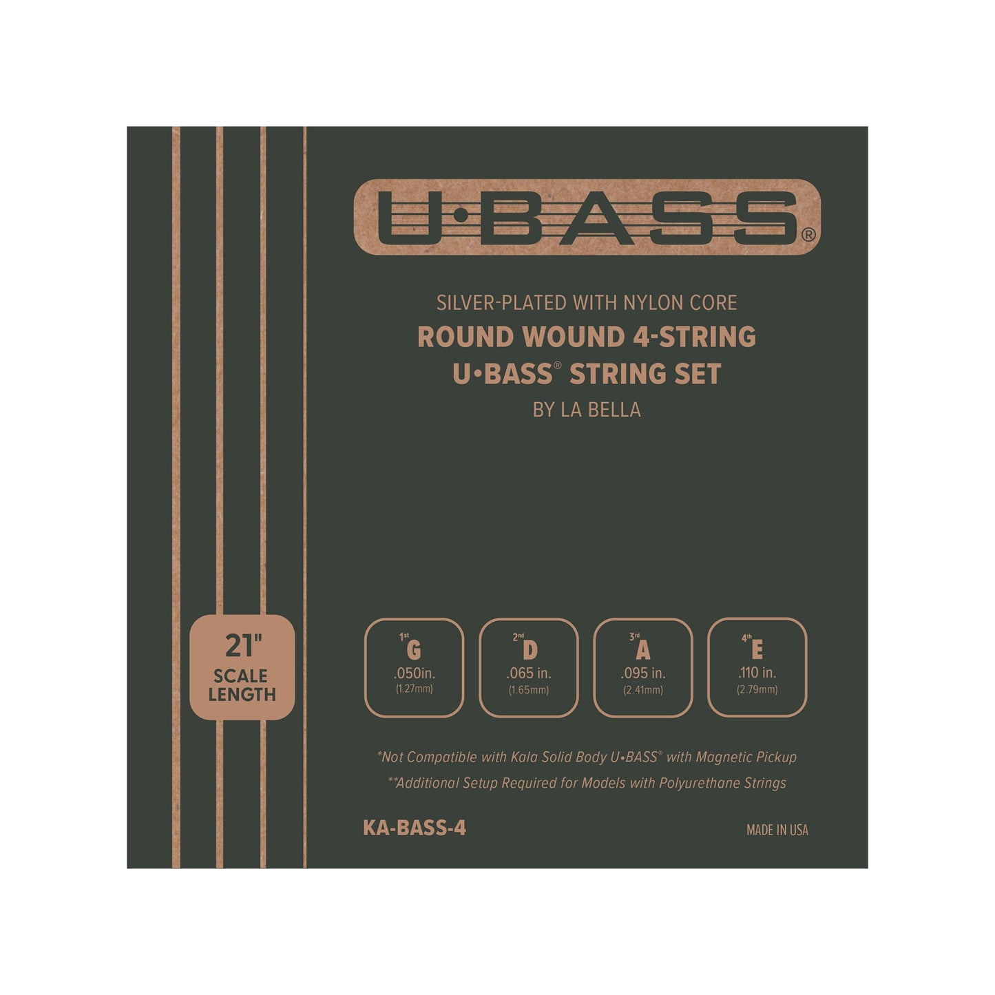Kala Metal Round Wound Strings for UBass