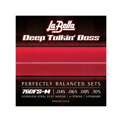 La Bella 760FSM Deep Talkin Bass Stainless Steel Flat Wound Medium Scale 45-105