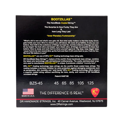 DR Strings BZ5-45 Bootzilla Signature Extra Life 5-String Stainless Steel Bass Strings 45-125