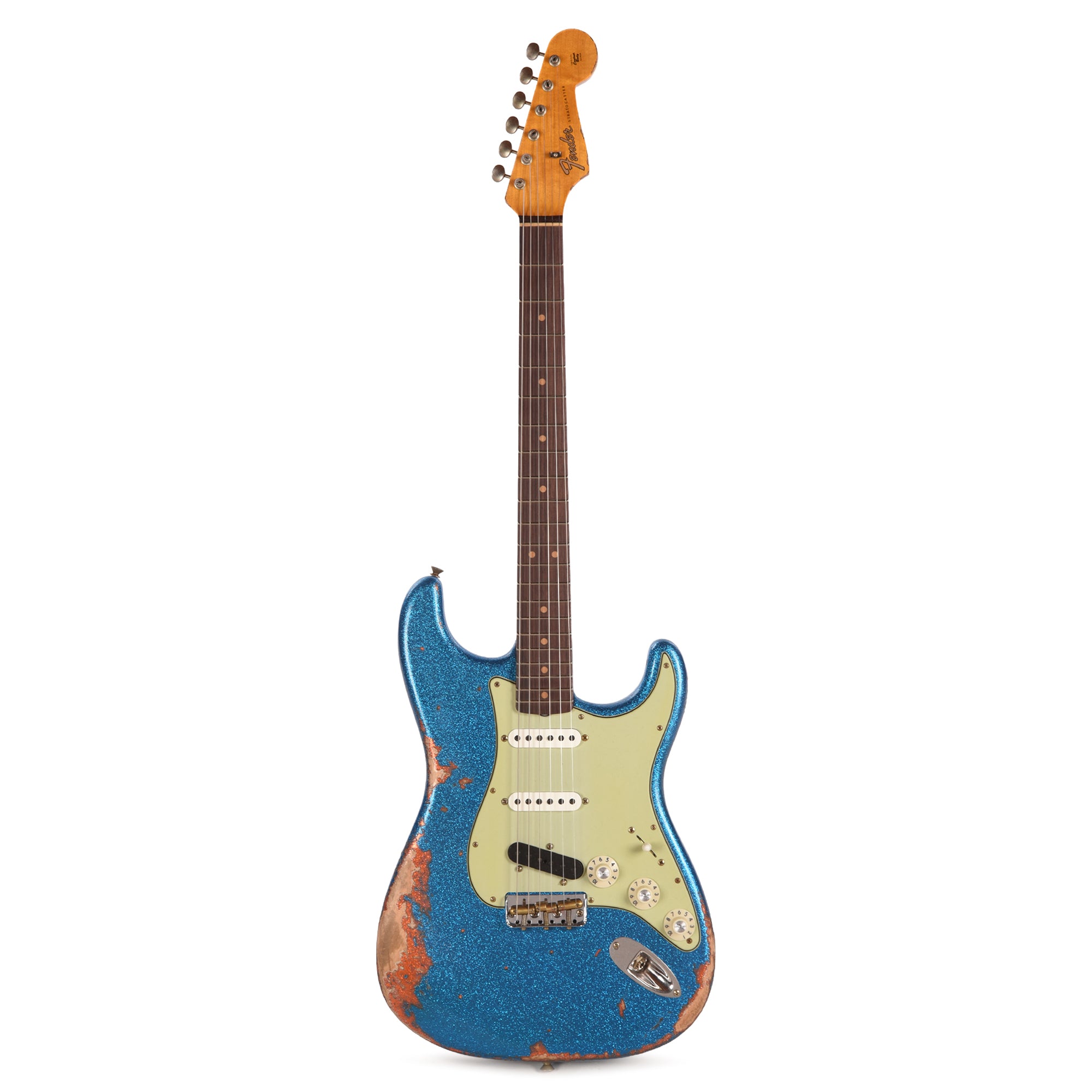 Fender Custom Shop Limited Edition Hotshot Stratocaster Aged Lake Placid Blue Sparkle over Aged Candy Tangerine Sparkle Heavy Relic