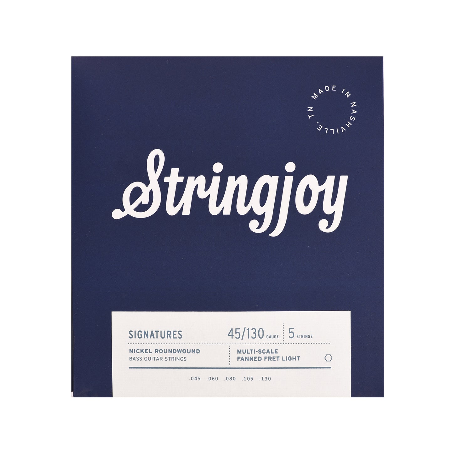 Stringjoy Signatures Light Gauge 45-130 5-String Fanned Fret Scale Nickel Wound Bass Guitar Strings