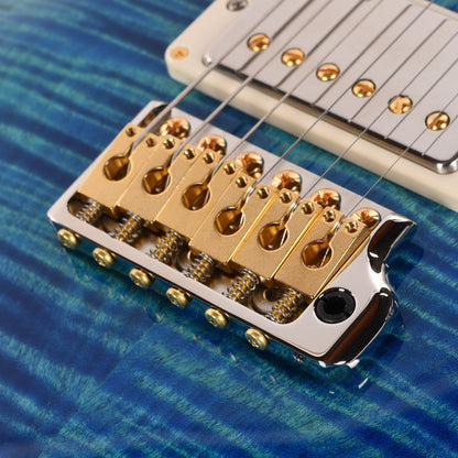 PRS Wood Library McCarty Tremolo Flame 10-Top Arctic Blue w/"408" Switching, Stained Neck Electric Guitars