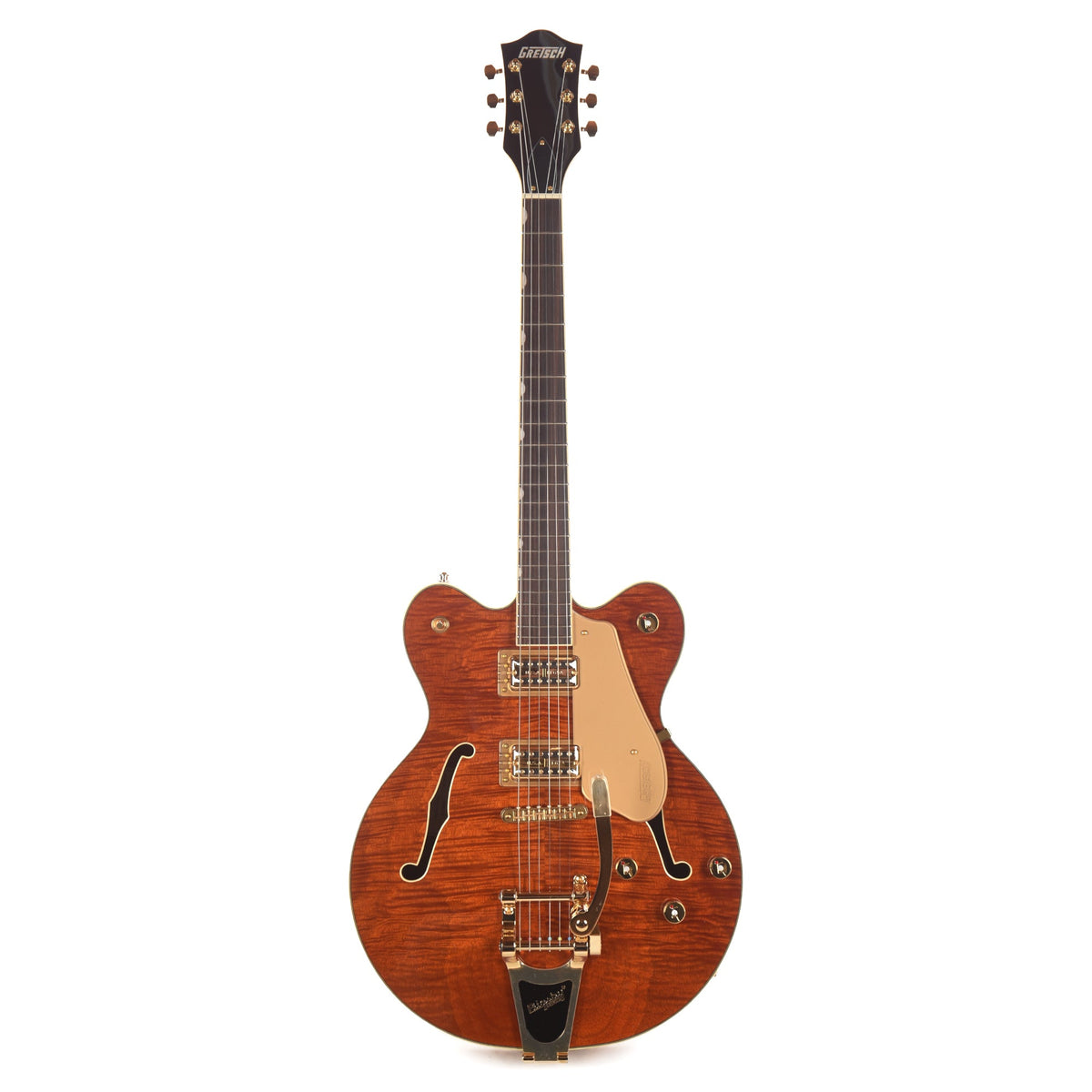 Gretsch Limited Edition Electromatic Flame Okoume Broadkaster Double-Cut with Bigsby Roundup Orange Electric Guitars