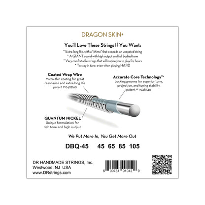 DR Strings DRAGON SKIN+ Quantum Nickel Bass Strings Medium 45-105