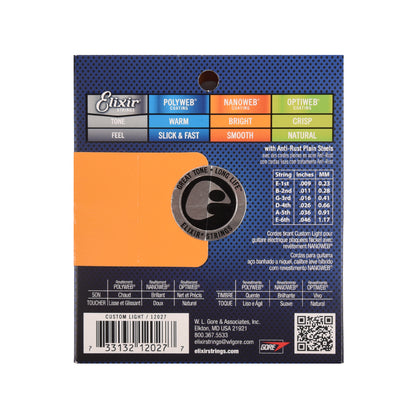 Elixir Custom Light Nanoweb Electric Guitar Strings 9-46