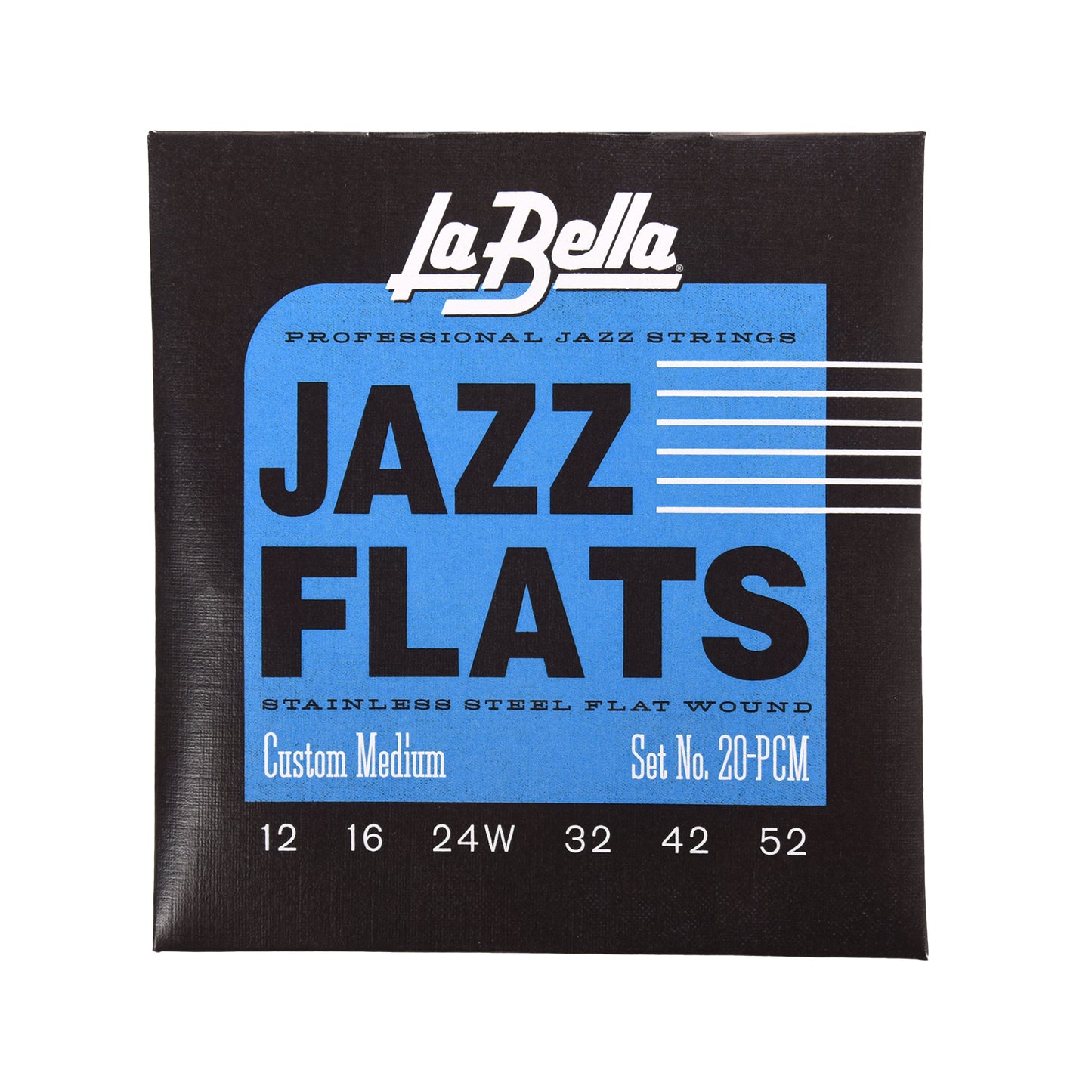 La Bella 20PCM Stainless Steel Flat Wound Strings Custom Medium 12-52