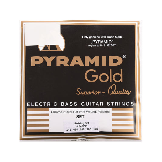 Pyramid Gold Flatwound Long Scale 5 String Bass Strings 45-126