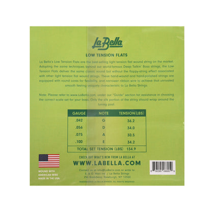 La Bella LTF-4A Low Tension Flexible Flat Wound Bass Strings 43-100