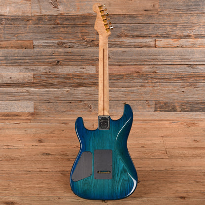 Charvel San Dimas S-Style Grover Jackson Flamed Maple Top Painted By Dan Lawrence Transparent Blue 1980s Electric Guitars