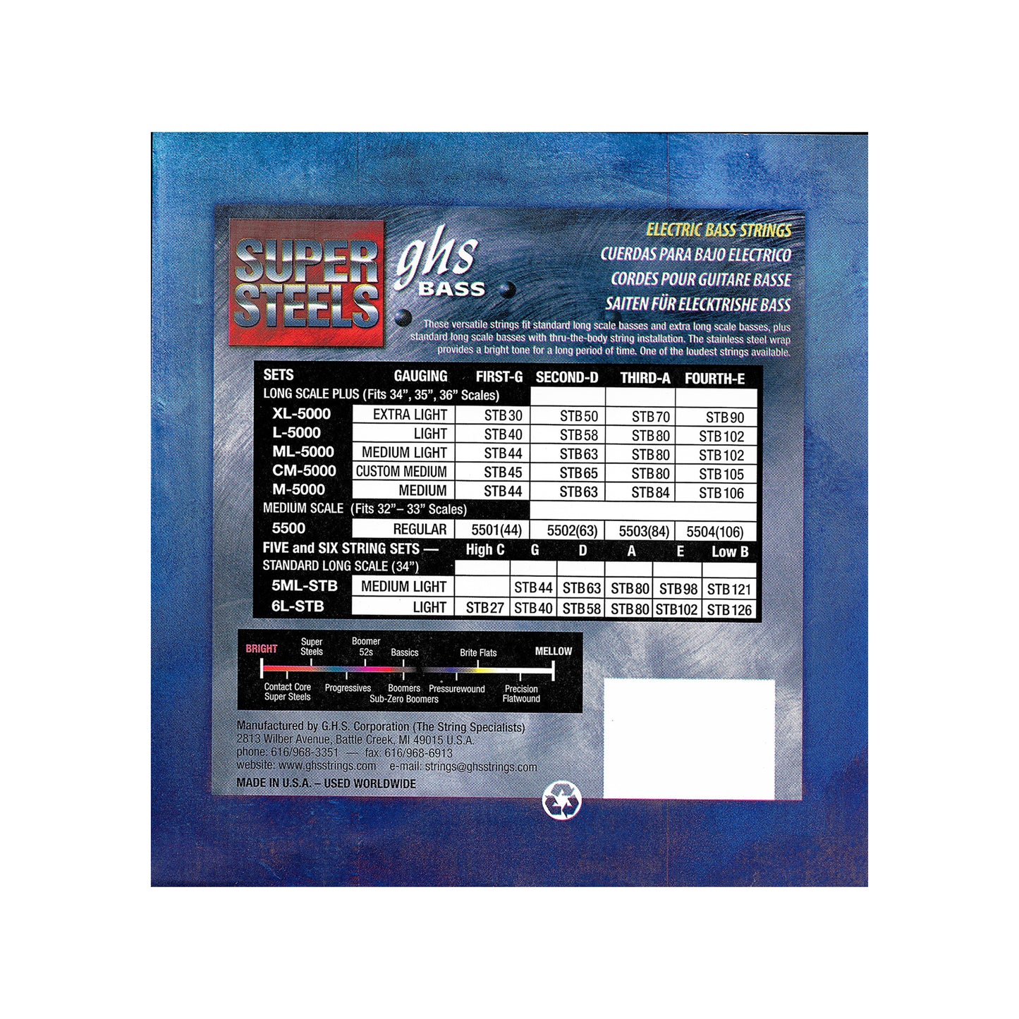 GHS Super Steels Long Scale Plus Medium Light Bass 44-102