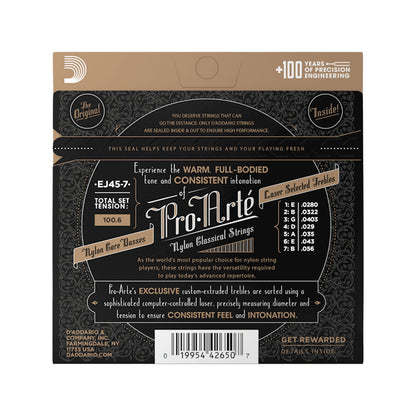 D'Addario Pro-Arté Nylon 7-String Classical Guitar Strings Normal Tension