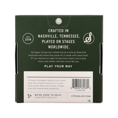 Stringjoy Broadways Classic Medium Gauge 11-48 Pure Nickel Electric Guitar Strings