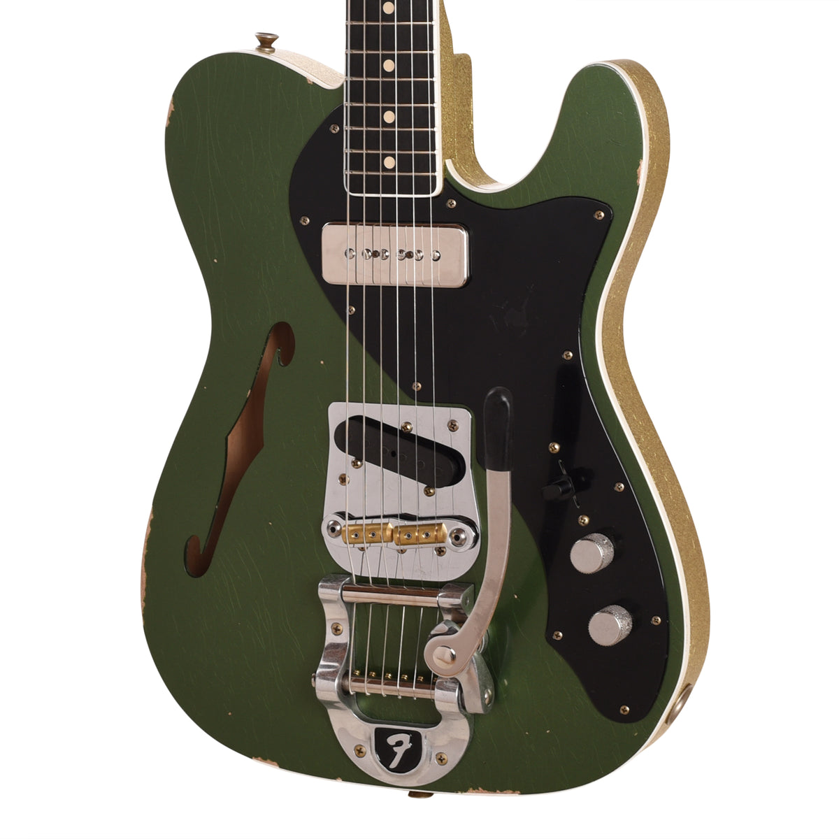 Fender Custom Shop 60s Telecaster Thinline Journeyman Cadillac Green/Gold Sparkle Master Built by Paul Waller Electric Guitars