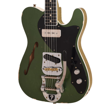 Fender Custom Shop 60s Telecaster Thinline Journeyman Cadillac Green/Gold Sparkle Master Built by Paul Waller Electric Guitars