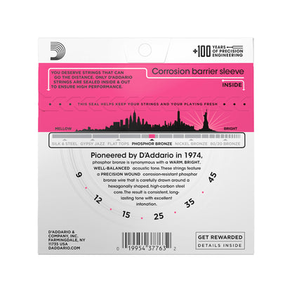 D'Addario EJ23 Phosphor Bronze Acoustic Guitar Strings 9-45 Super Light