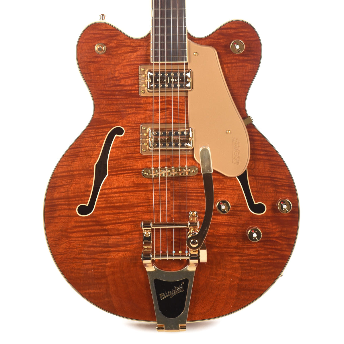 Gretsch Limited Edition Electromatic Flame Okoume Broadkaster Double-Cut with Bigsby Roundup Orange Electric Guitars