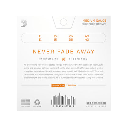 D'Addario XS Coated Mandolin Phosphor Bronze Medium 11-40