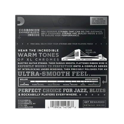 D'Addario ECG26 XL Chromes Ribbon Wound Electric Guitar Strings 13-56