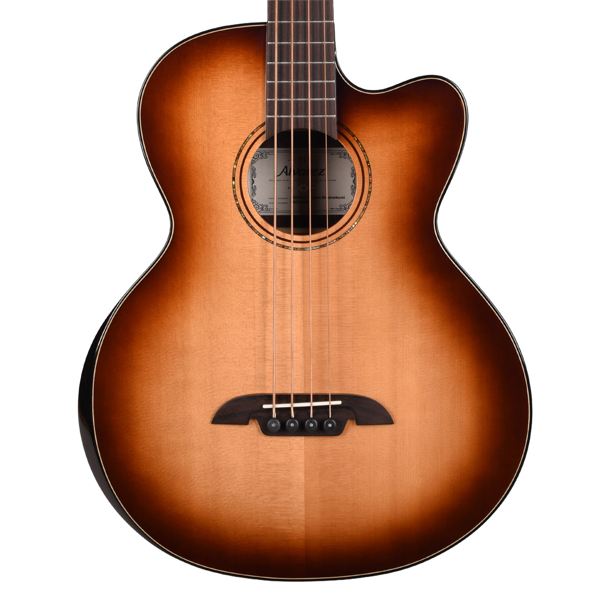 Alvarez AEB70ce Artist Elite Bass Solid African Mahogany/East Indian Rosewood Shadowburst w/Armrest Acoustic Guitars