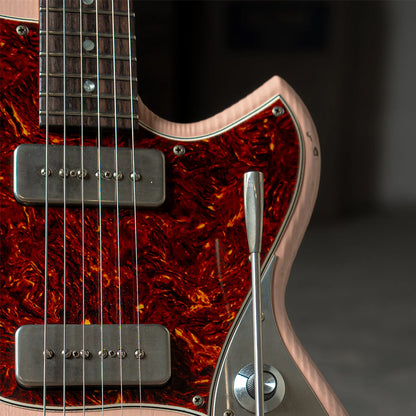 Novo Dealer Limited Serus J Shell Pink Over '64 3-Tone Burst Medium Distress w/ Lollar P-90 Pickups Electric Guitars