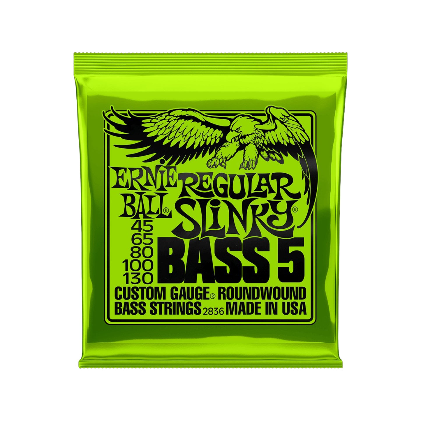 Ernie Ball Regular Slinky Roundwound Bass 5 String Bass Strings 45-130