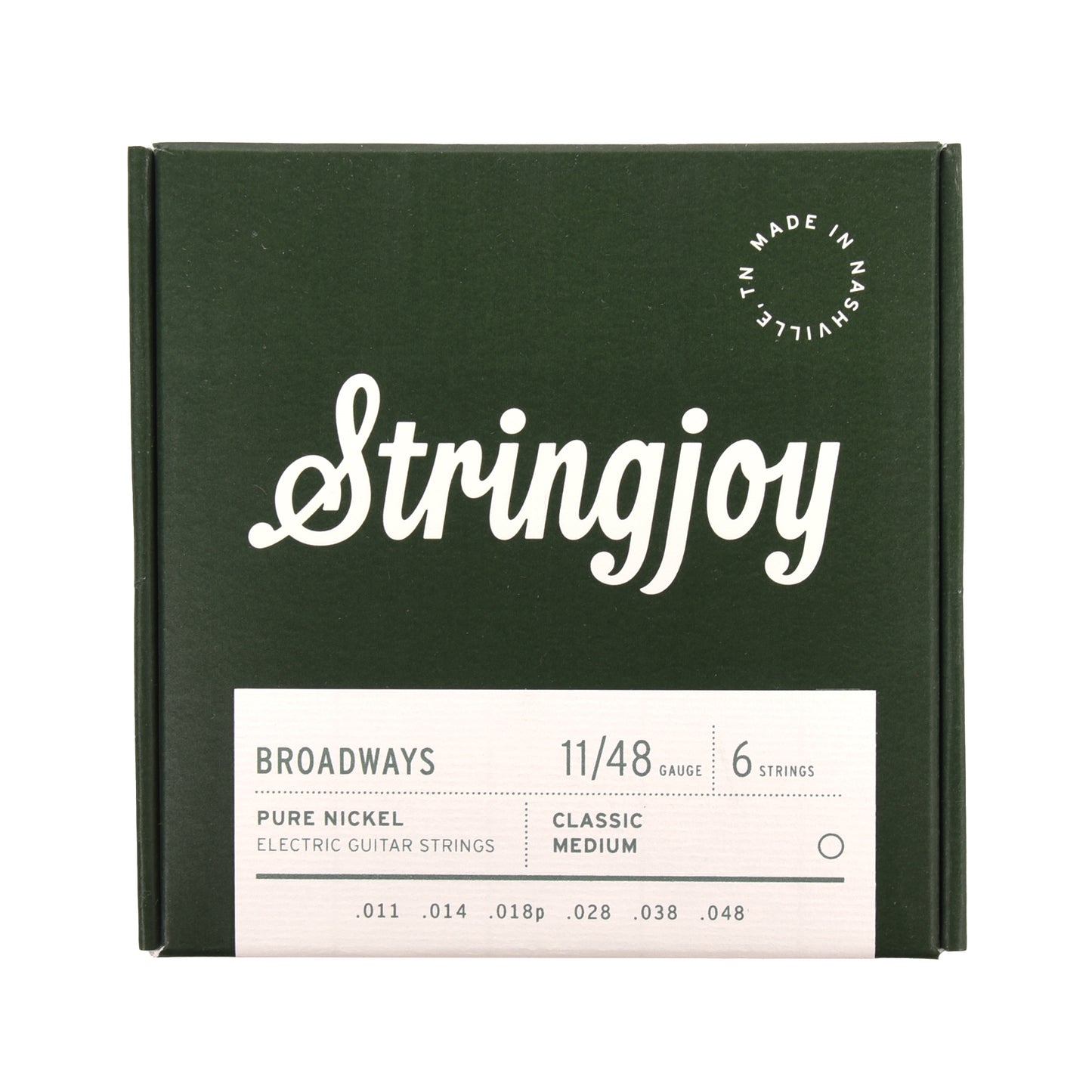 Stringjoy Broadways Classic Medium Gauge 11-48 Pure Nickel Electric Guitar Strings