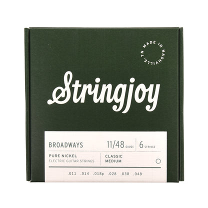 Stringjoy Broadways Classic Medium Gauge 11-48 Pure Nickel Electric Guitar Strings