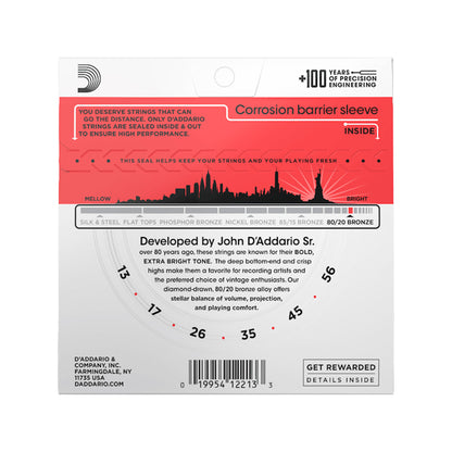 D'Addario EJ12 Acoustic 80/20 Bronze Medium 13-56