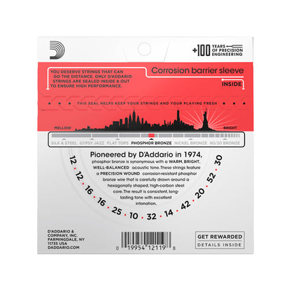 D'Addario EJ39 Phosphor Bronze Medium 12-String Acoustic Guitar String Set 12-52/30