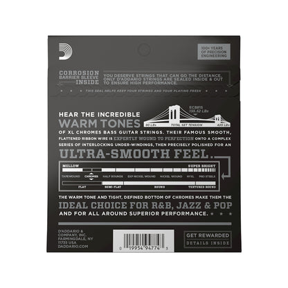 D'Addario ECB81S Chromes Flat Wound 45-100 Short Scale