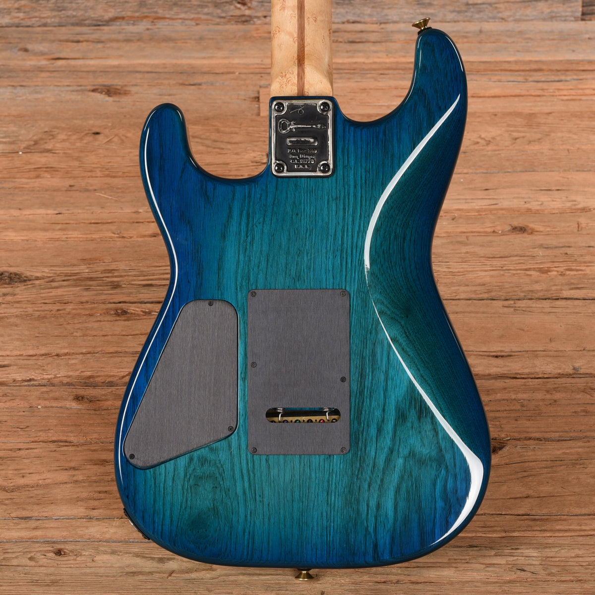 Charvel San Dimas S-Style Grover Jackson Flamed Maple Top Painted By Dan Lawrence Transparent Blue 1980s Electric Guitars