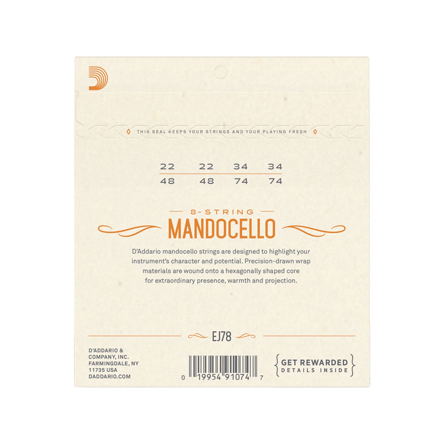 D'Addario EJ78 Mandocello Strings Phosphor Bronze Medium