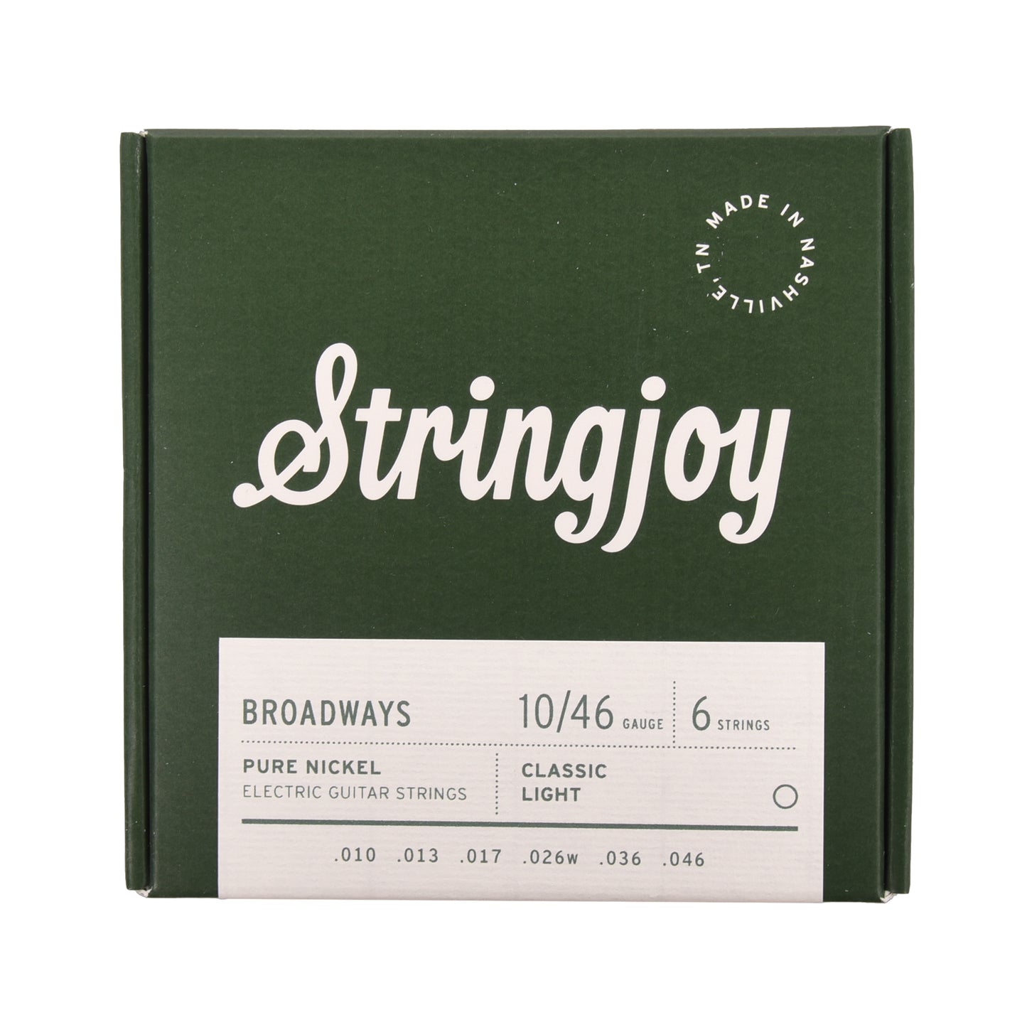 Stringjoy Broadways Classic Light Gauge 10-46 Pure Nickel Electric Guitar Strings