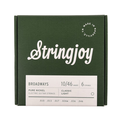 Stringjoy Broadways Classic Light Gauge 10-46 Pure Nickel Electric Guitar Strings