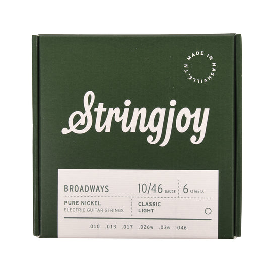 Stringjoy Broadways Classic Light Gauge 10-46 Pure Nickel Electric Guitar Strings