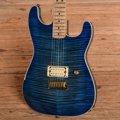 Charvel San Dimas S-Style Grover Jackson Flamed Maple Top Painted By Dan Lawrence Transparent Blue 1980s Electric Guitars