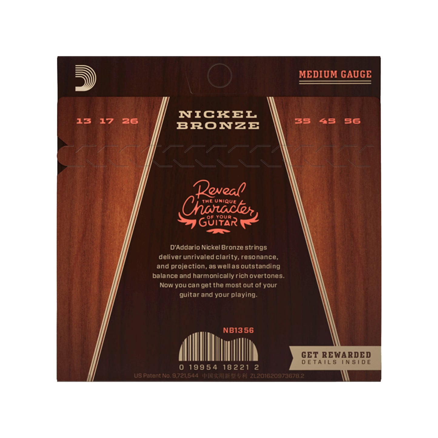 D'Addario NB1356 Nickel Bronze Acoustic String Set Medium 13-56