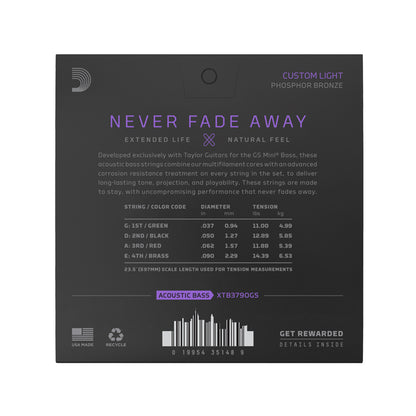 D'Addario XTB3790GS Acoustic Bass Taylor GS Mini Phosphor Bronze 37-90 Custom Light
