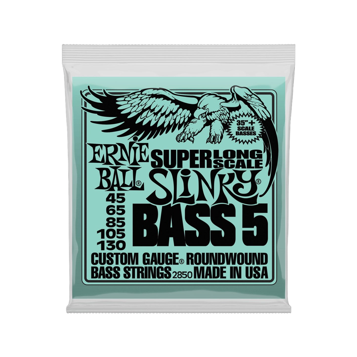 Ernie Ball Bass 5 Slinky Super Long Scale Electric Bass Strings 45-130
