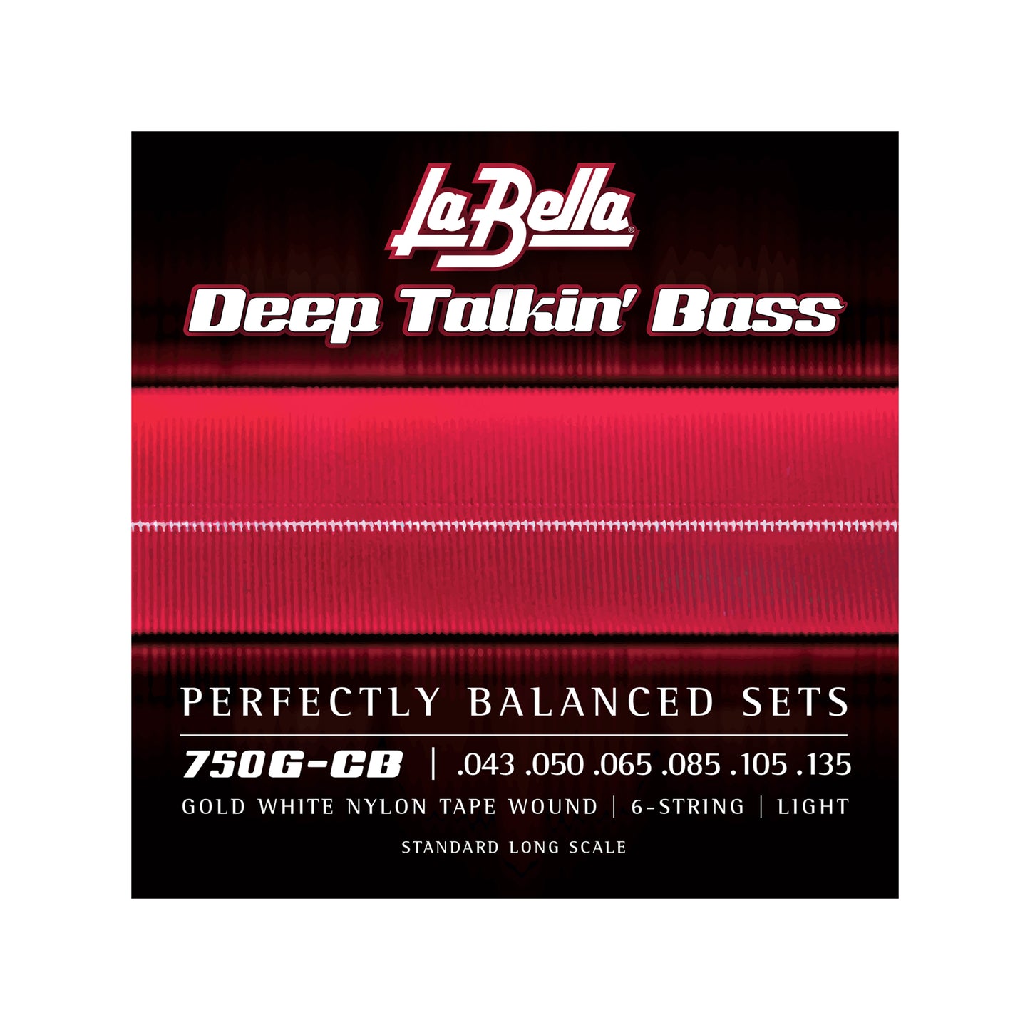 La Bella Gold White Nylon Tape Wound Light 43-135 6 String Bass Set