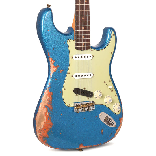 Fender Custom Shop Limited Edition Hotshot Stratocaster Aged Lake Placid Blue Sparkle over Aged Candy Tangerine Sparkle Heavy Relic