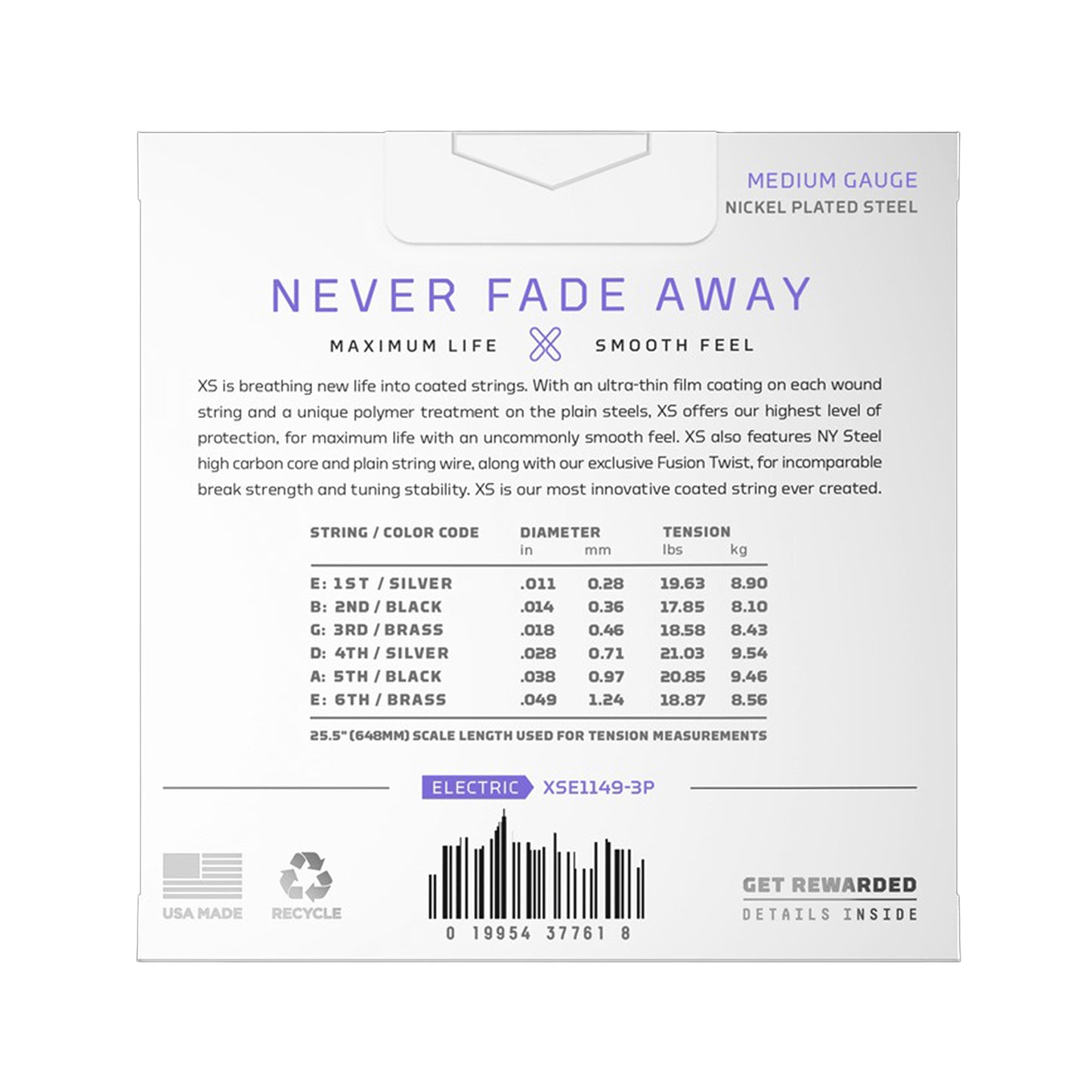 D'Addario XS Coated Electric Nickel Wound 11-49 Medium