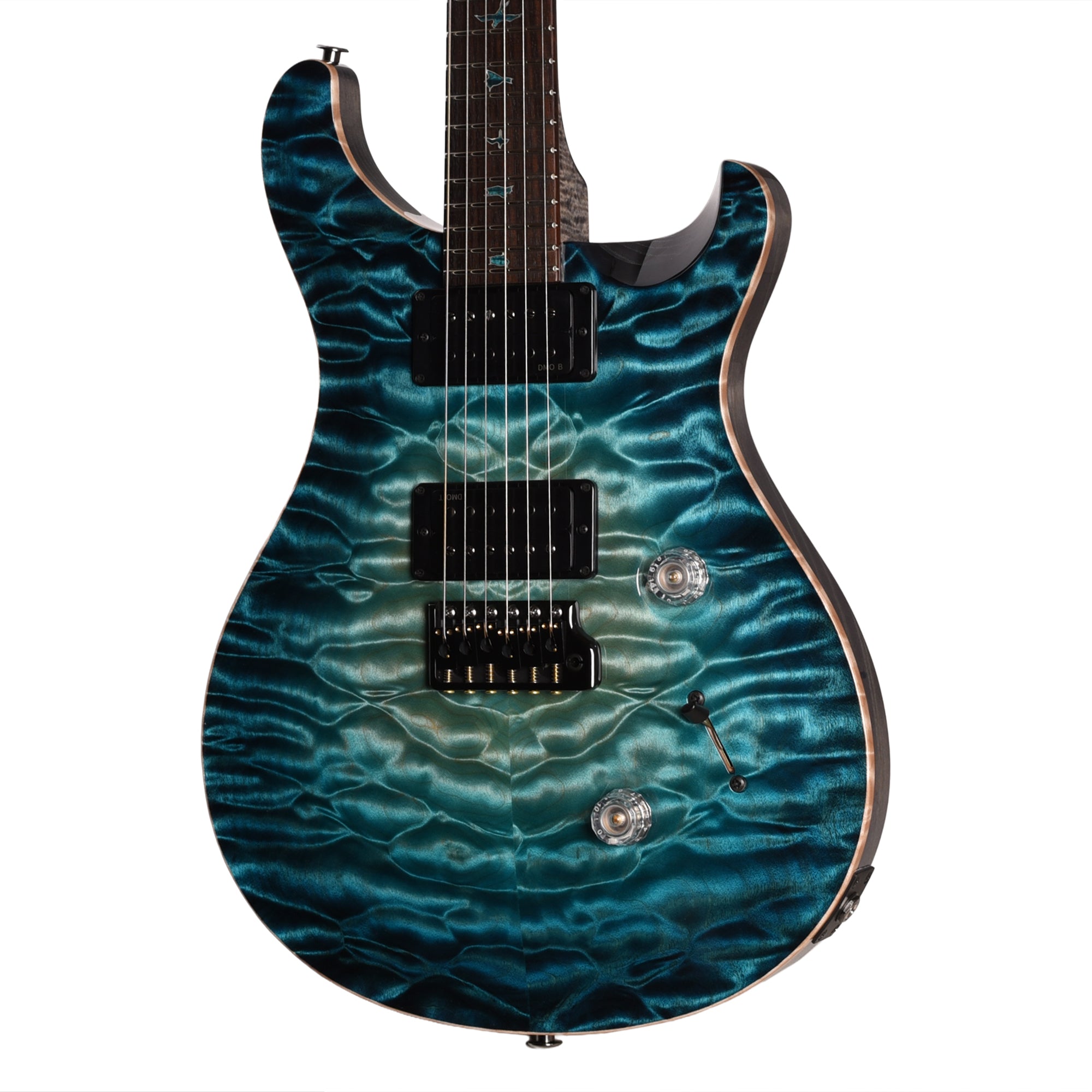 PRS Private Stock #12221 Custom 24 Quilted Maple/Swamp Ash Bahamian Blue Glow w/Charcoal Stained Curly Maple Neck Electric Guitars