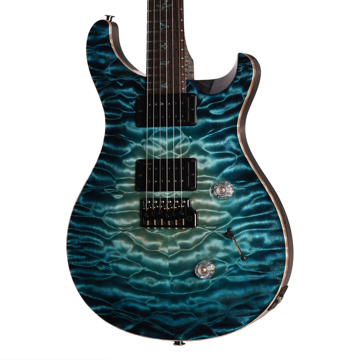 PRS Private Stock #12221 Custom 24 Quilted Maple/Swamp Ash Bahamian Blue Glow w/Charcoal Stained Curly Maple Neck Electric Guitars