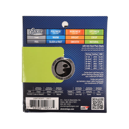 Elixir 19077 Optiweb Electric Guitar Strings Light-Heavy 10-52