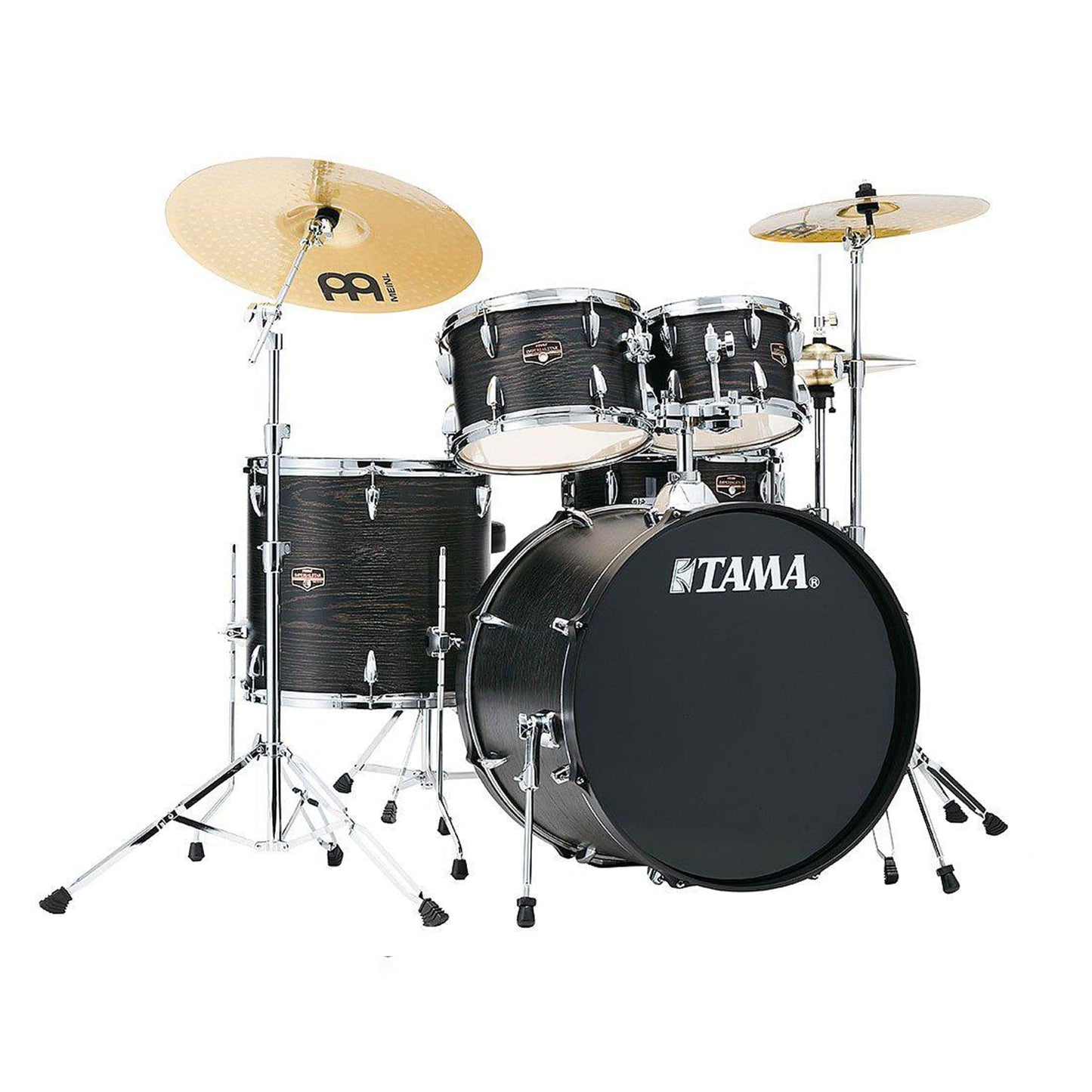 Tama Imperialstar 10/12/16/22/5x14 5pc. Drum Kit Black Oak Wrap w/Hardware & Cymbals