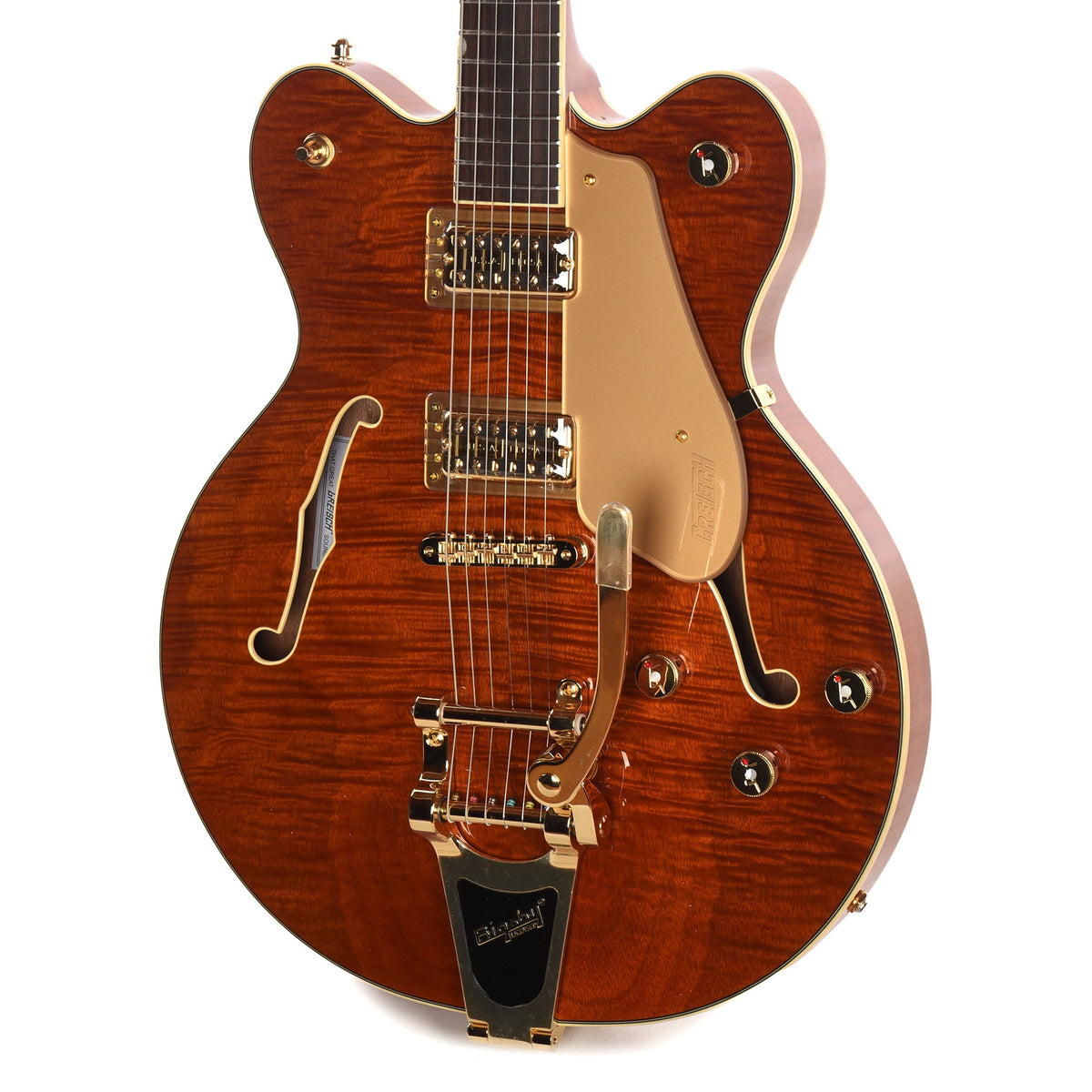 Gretsch Limited Edition Electromatic Flame Okoume Broadkaster Double-Cut with Bigsby Roundup Orange Electric Guitars