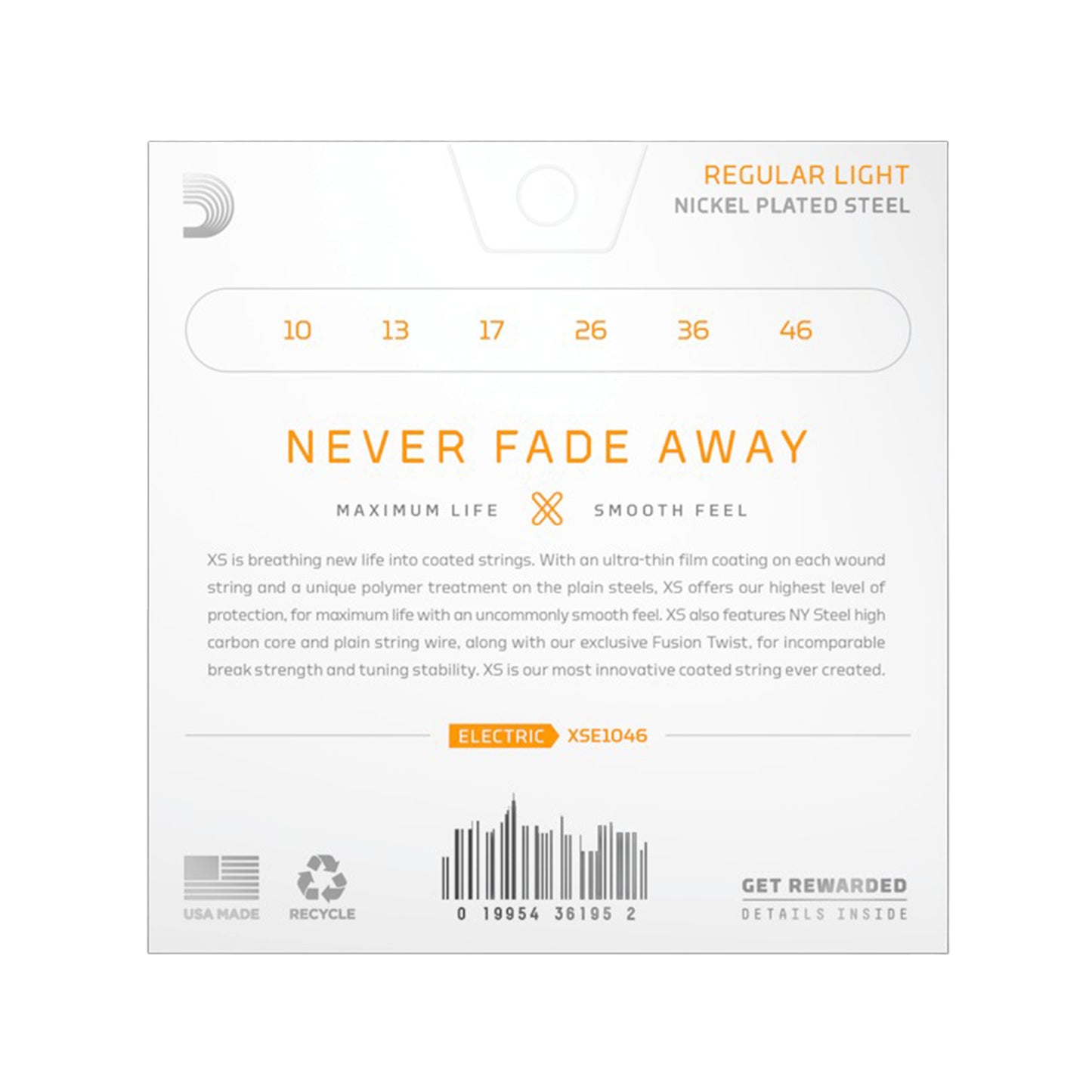 D'Addario XS Coated Electric Nickel Wound 10-46 Regular Light