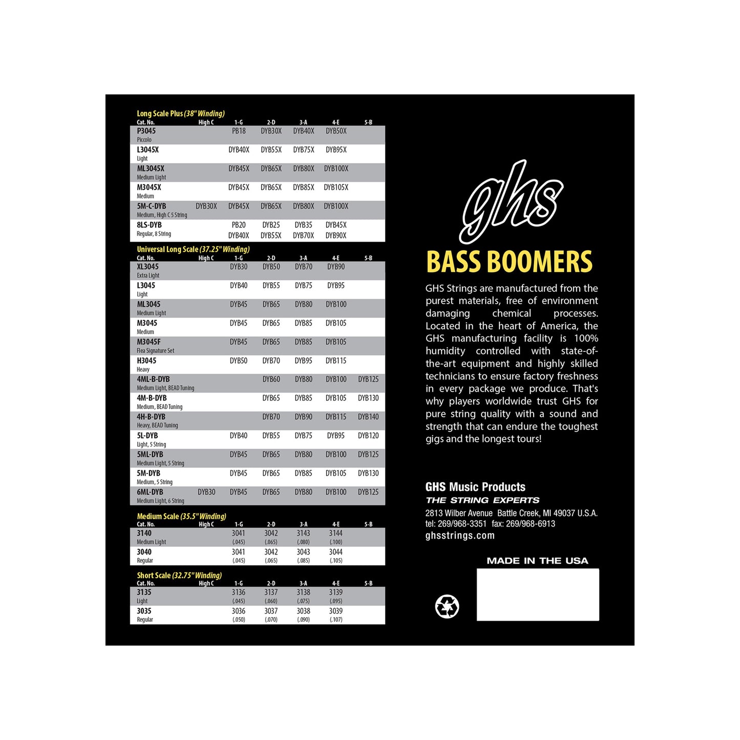 GHS Bass Boomers 40-95 Long Scale